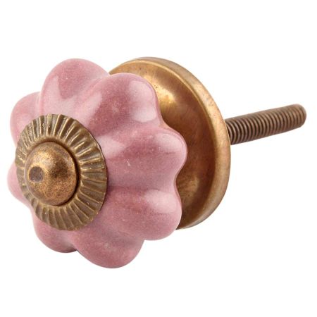 Solid Lavender Small Ceramic Melon Drawer Knob